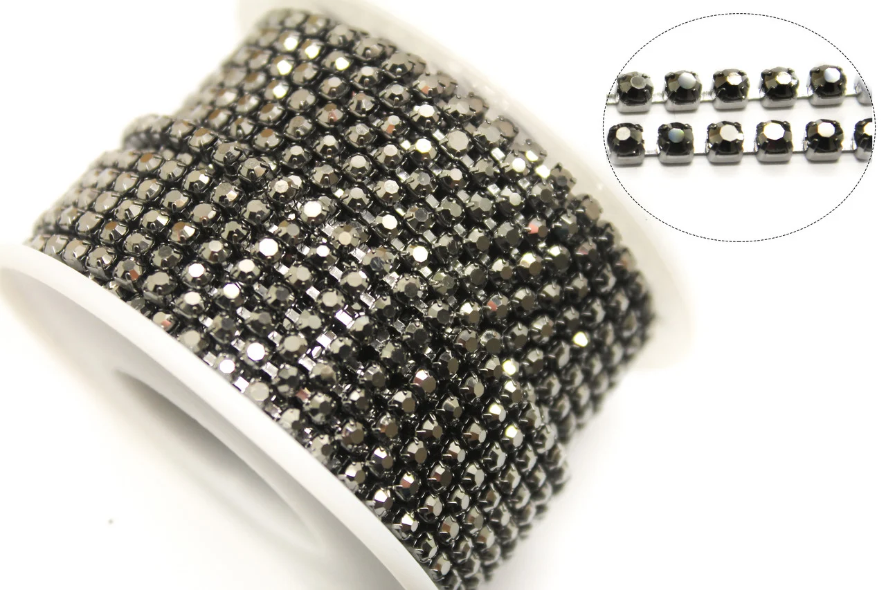 Стразовий ланцюг ss10 (2,8 мм) 1 м Hematite nickel - Зображення 2