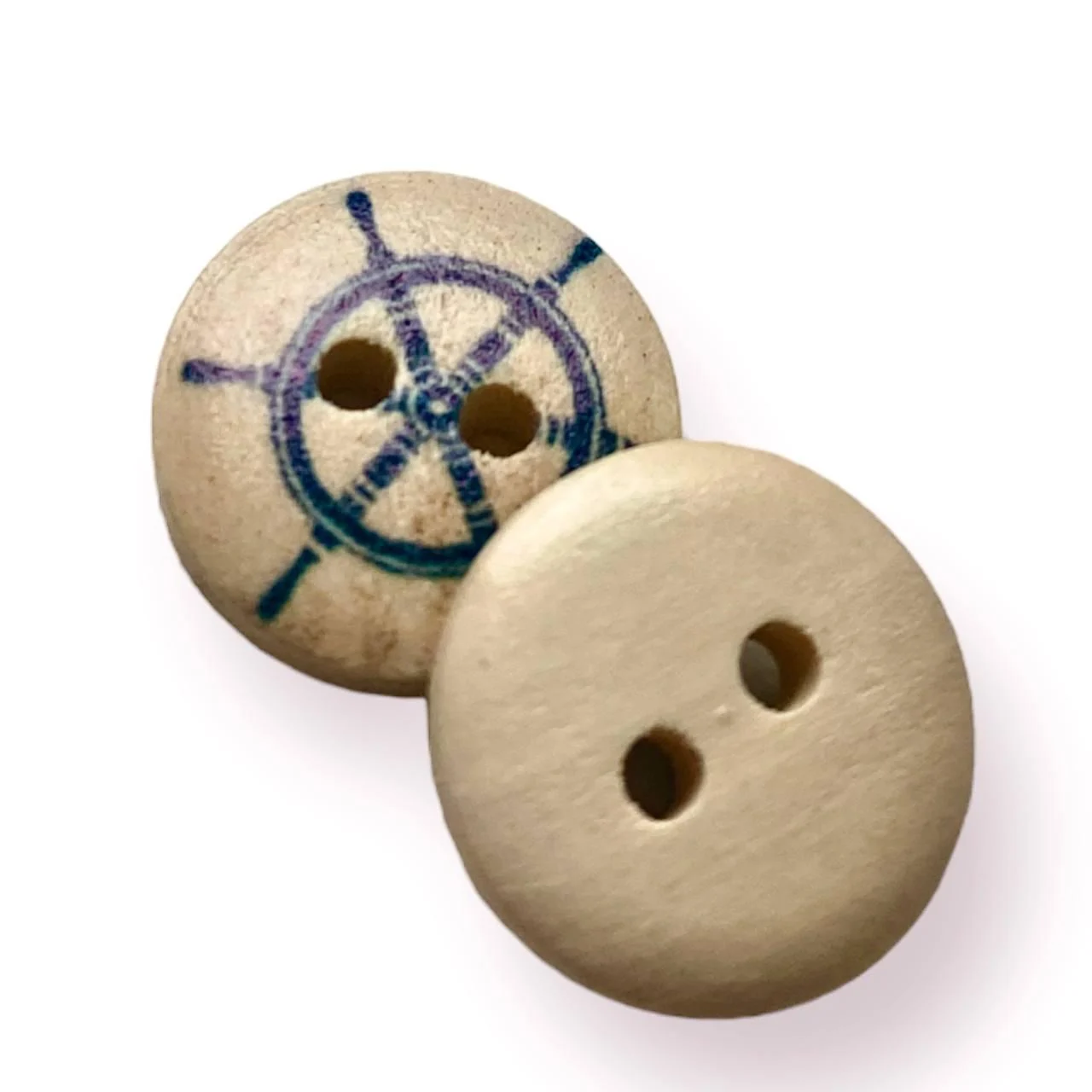 Ґудзики круглі дерев'яні з морським принтом 15 мм 30 шт. Різнобарвний - Зображення 3