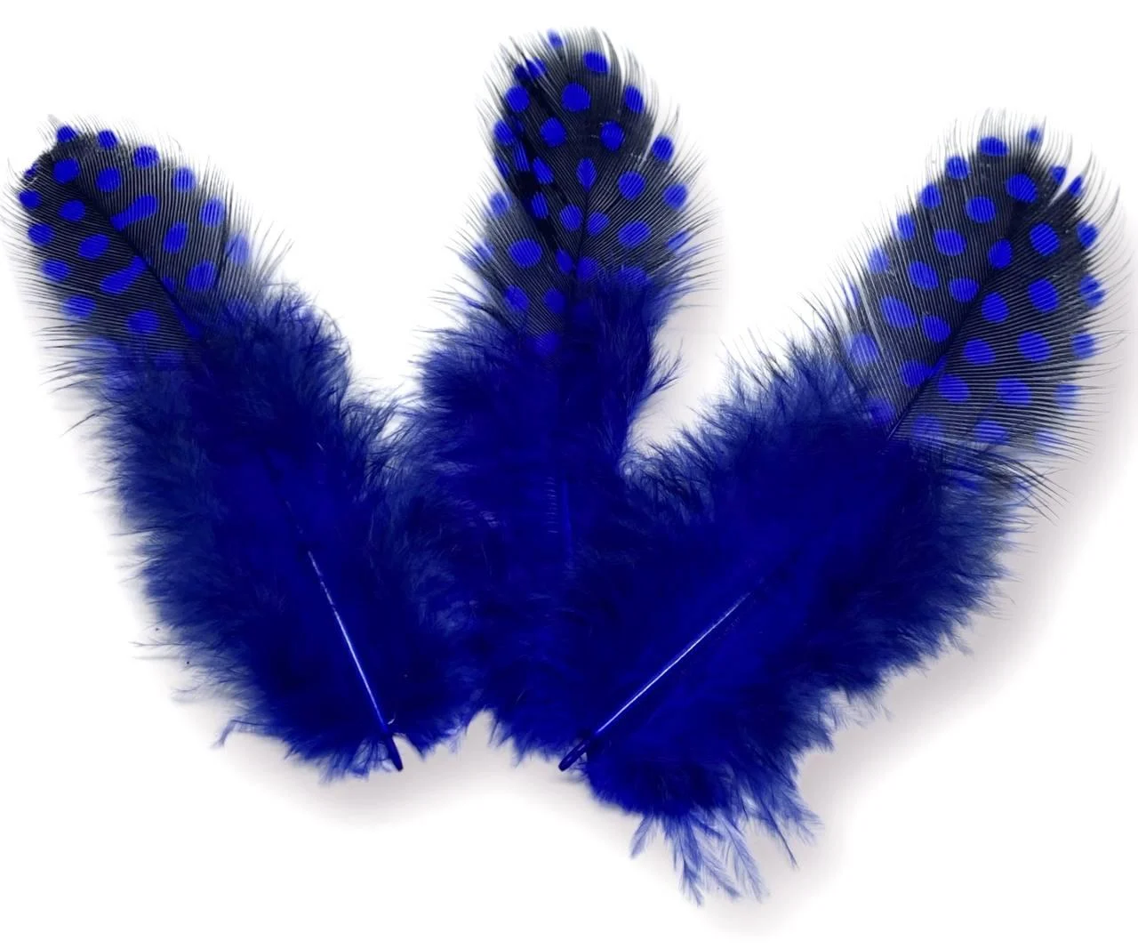 Пір'я цесарки 5-11 см 10 шт. Синій - Зображення 2