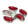 Стразы в цапах пришивные Лодочка 9х18 мм Красный 10 шт.