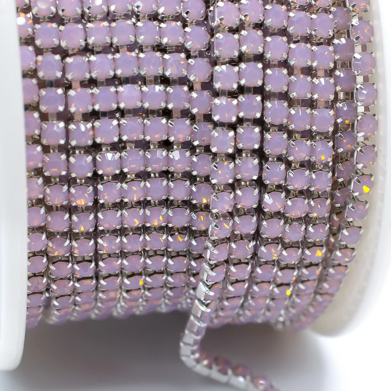 Стразовий ланцюг ss6 (2 мм) 1 м Rose opal silver - Зображення 2