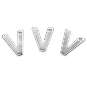 Буква V подвеска из нержавеющей стали 9х11 мм Платина 5 шт.