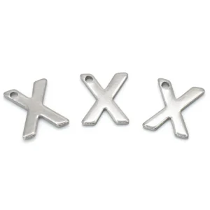 Буква X подвеска из нержавеющей стали 9х11 мм Платина 5 шт.