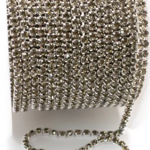 Стразовий ланцюг ss6 (2 мм) 1 м Black diamond silver