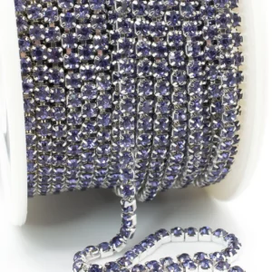 Стразовий ланцюг ss10 (2,8 мм) 1 м Тanzanite silver