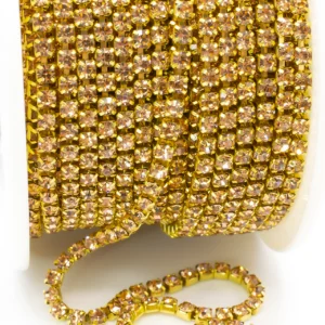 Стразовий ланцюг ss8 (2,5 мм) 1 м LCT gold