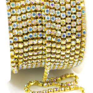 Стразовий ланцюг ss10 (2,8 мм) 1 м Crystal AB gold