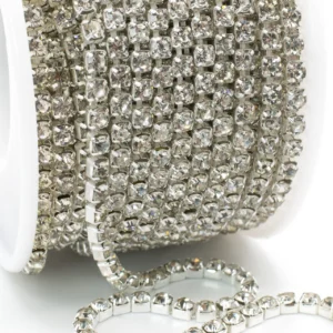 Стразовая цепь ss12 (3 мм) 1 м Crystal silver