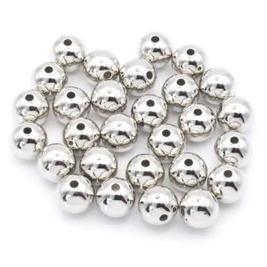 Бусины пластиковые под металл 10 мм Платина +-20 г (+-35 шт.)