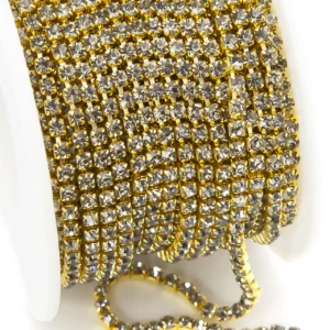 Стразовий ланцюг ss6 (2 мм) 1 м Black diamon gold
