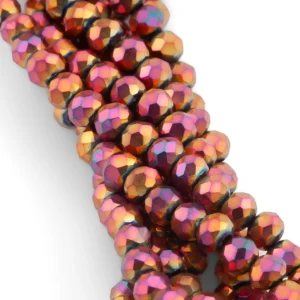 Бусины Swarovski огранка рондель 3х2 мм Ø 0,8 мм +-175 шт. Красное золото АВ_045_3х2-045