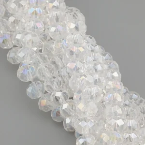 Намистини Swarovski огранювання рондель 8х6 мм Ø 1,2 мм ±40 см (±62 шт.) Прозорий АВ