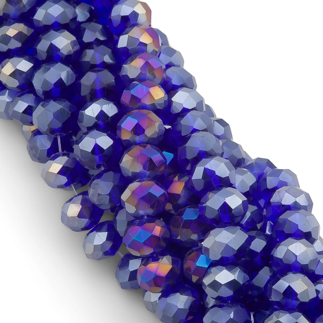 Бусины Swarovski огранка рондель 6х4,8 мм Ø 1 мм 36 см (+-85 шт.) Сапфир АВ прозрачный
