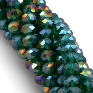 Бусины Swarovski огранка рондель 8х6 мм Ø 1,2 мм 42 см (+-65 шт.) Нефритовый АВ прозрачный