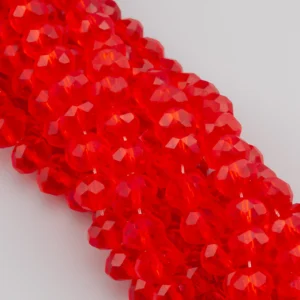 Бусины Swarovski огранка рондель 6х4,8 мм Ø 1 мм 40 см (+-85 шт.) Алый прозрачный