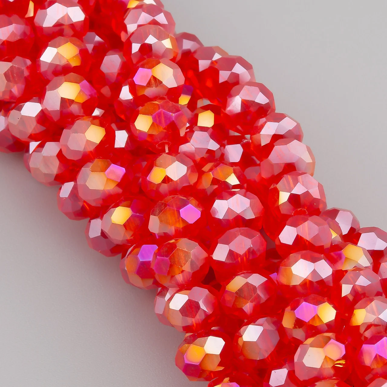 Бусины Swarovski огранка рондель 3,5х3 мм Ø 0,8 мм 34 см (+-124 шт.) Алый АВ прозрачный — изображение 2