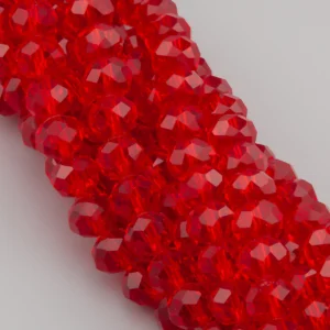 Бусины Swarovski огранка рондель 8х6 мм Ø 1,2 мм ±40 см (±62 шт.) Красный прозрачный