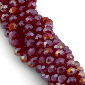 Бусины Swarovski огранка рондель 8х6 мм Ø 1,2 мм ±40 см (±62 шт.) Бордовый АВ прозрачный