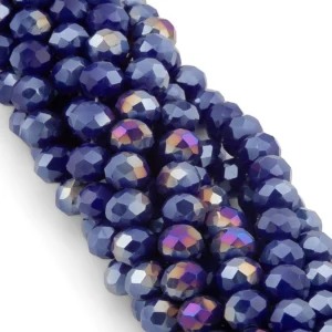 Бусины Swarovski огранка рондель 8х6 мм Ø 1,2 мм 42 см (+-65 шт.) Синий темный АВ непрозрачный