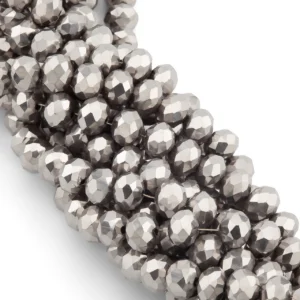 Бусины Swarovski огранка рондель 6х4,8 мм Ø 1 мм 40 см (+-85 шт.) Платиновый металлик