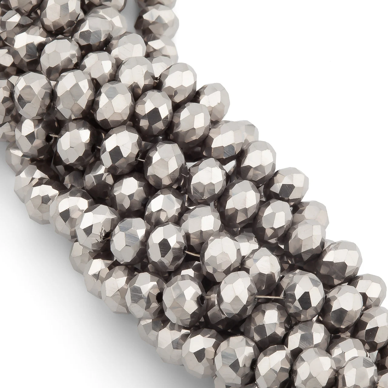 Бусины Swarovski огранка рондель 3х2,5 мм Ø 0,8 мм 38 см (+-160 шт.) Платиновый металлик — изображение 2