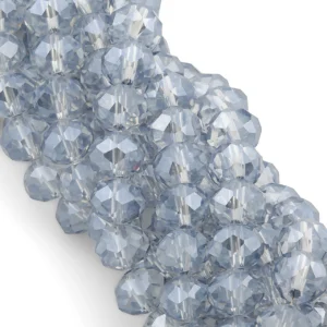 Бусины Swarovski огранка рондель 8х6 мм Ø 1,2 мм ±40 см (±62 шт.) Серебристый АВ прозрачный