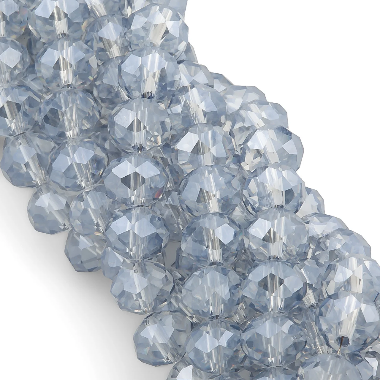Намистини Swarovski огранювання рондель 8х6 мм Ø 1,2 мм ±40 см (±62 шт.) Сріблястий АВ прозорий