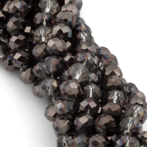 Бусины Swarovski огранка рондель 6х4,8 мм Ø 1 мм 40 см (+-85 шт.) Гематитовый полупрозрачный металлик
