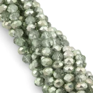 Намистини Swarovski огранювання рондель 6х4,8 мм Ø 1 мм 40 см (+-85 шт.) Оливково-сірий напівпрозорий металік