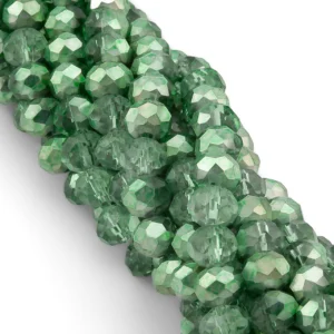 Бусины Swarovski огранка рондель 8х6 мм Ø 1,2 мм 42 см (+-65 шт.) Оливково-зеленый полупрозрачный металлик