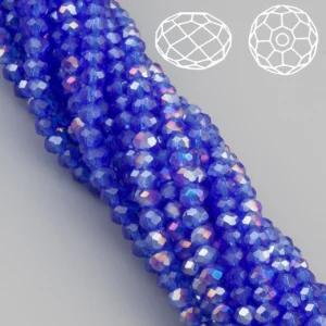 Бусины Swarovski огранка рондель 6х4,8 мм Ø 1 мм 40 см (+-85 шт.) Электрик АВ прозрачный