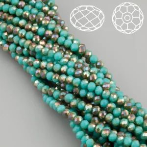 Бусины Swarovski огранка рондель 4х3,5 мм Ø 0,8 мм 42 см (+-120 шт.) Бирюзовый с коричневым АВ