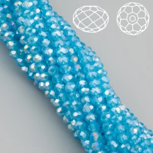Намистини Swarovski огранювання рондель 3,5х3 мм Ø 0,8 мм 34 см (+-124 шт.) Блакитний АВ прозорий