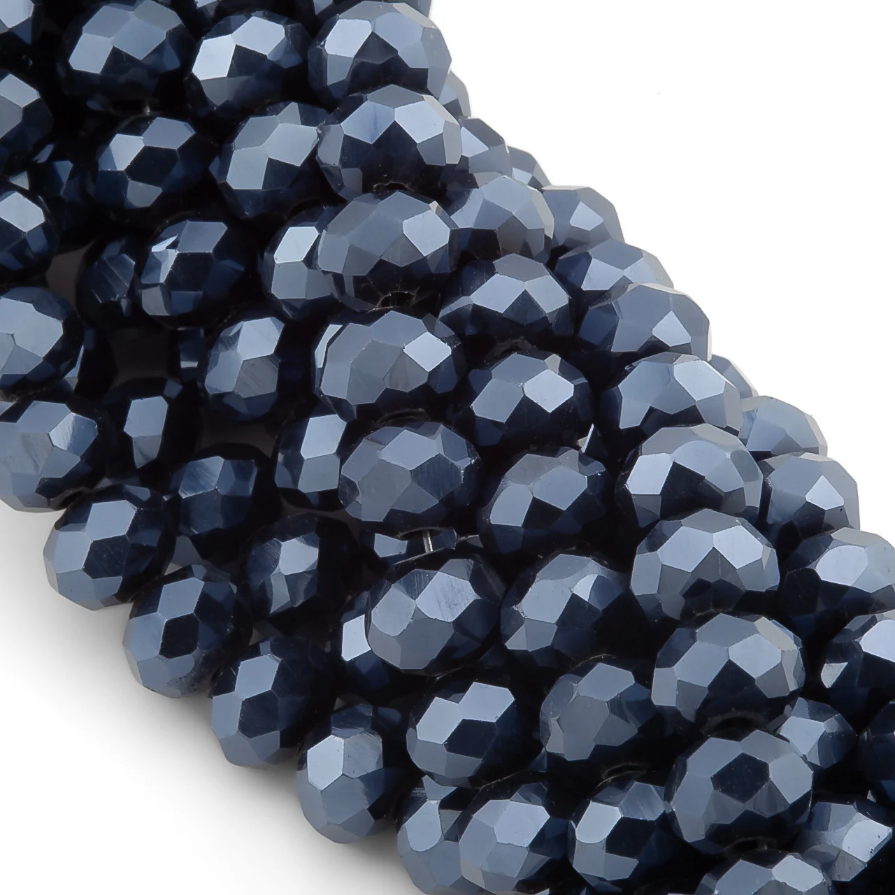 Бусины Swarovski огранка рондель 3,5х3 мм Ø 0,8 мм 34 см (+-124 шт.) Синий темный металлик — изображение 3