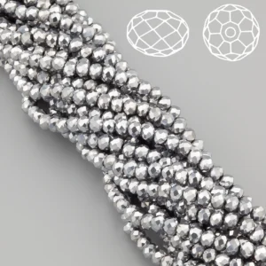 Бусины Swarovski огранка рондель 4х3,5 мм Ø 0,8 мм 42 см (+-120 шт.) Серебристый металлик