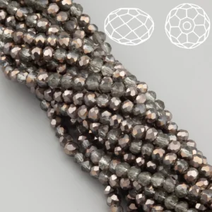 Бусины Swarovski огранка рондель 4х3,5 мм Ø 0,8 мм 42 см (+-120 шт.) Гематитовый полупрозрачный металлик