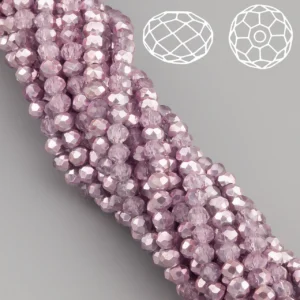 Намистини Swarovski огранювання рондель 4х3,5 мм Ø 0,8 мм ±40 см (±110 шт.) Бузковий напівпрозорий металік