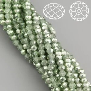 Намистини Swarovski огранювання рондель 4х3,5 мм Ø 0,8 мм 42 см (+-120 шт.) Оливково-сірий напівпрозорий металік