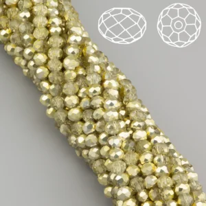 Намистини Swarovski огранювання рондель 3,5х3 мм Ø 0,8 мм 34 см (+-124 шт.) Оливково-жовтий напівпрозорий металік