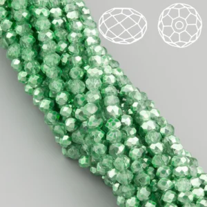 Бусины Swarovski огранка рондель 3,5х3 мм Ø 0,8 мм 34 см (+-124 шт.) Оливково-зеленый полупрозрачный