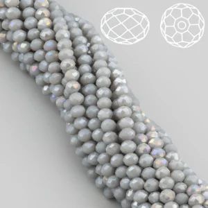 Намистини Swarovski огранювання рондель 4х3,5 мм Ø 0,8 мм 42 см (+-120 шт.) Сірий АВ непрозорий