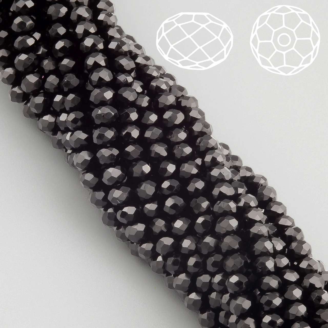 Бусины Swarovski огранка рондель 3,5х3 мм Ø 0,8 мм ±33 см (±115 шт.) Черный