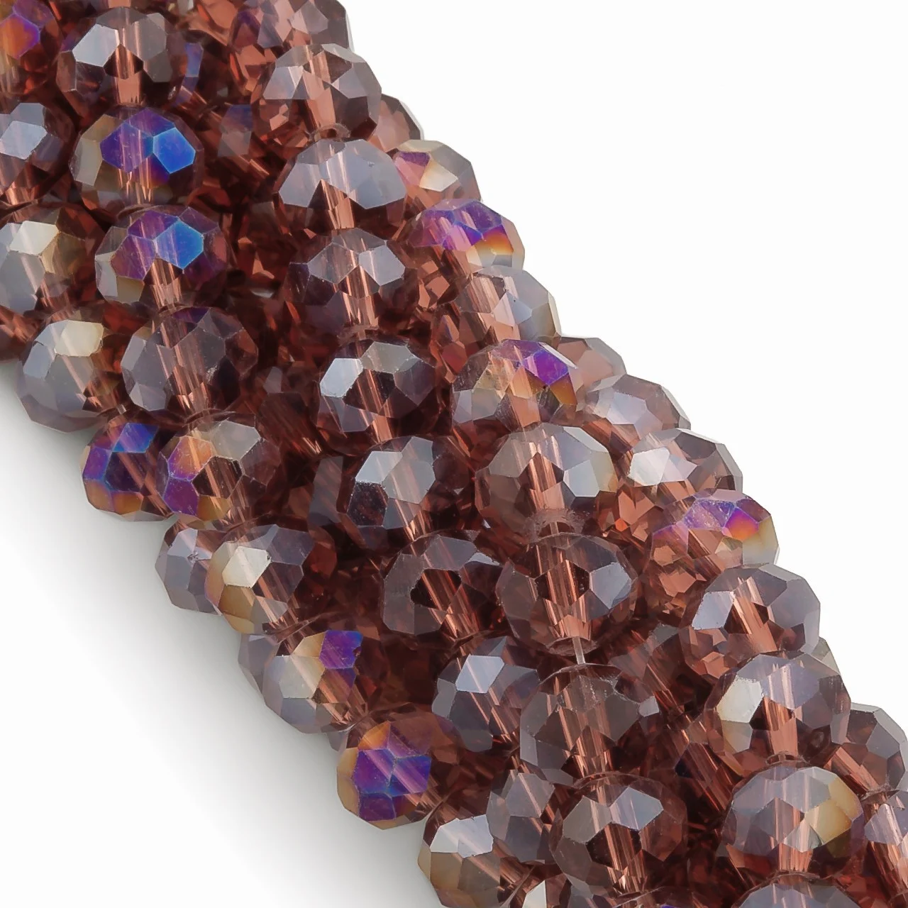 Бусины Swarovski огранка рондель 6х4,8 мм Ø 1 мм 40 см (+-85 шт.) Сливовый АВ прозрачный