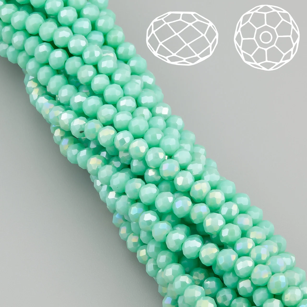 Бусины Swarovski огранка рондель 3х2,5 мм Ø 0,8 мм 38 см (+-160 шт.) Тиффани АВ непрозрачный