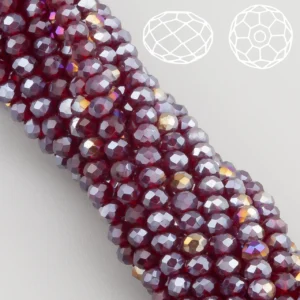 Намистини Swarovski огранювання рондель 3,5х3 мм Ø 0,8 мм 34 см (+-124 шт.) Бордовий АВ прозорий
