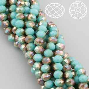 Бусины Swarovski огранка рондель 3,5х3 мм Ø 0,8 мм 34 см (+-124 шт.) Бирюзовый с коричневым АВ