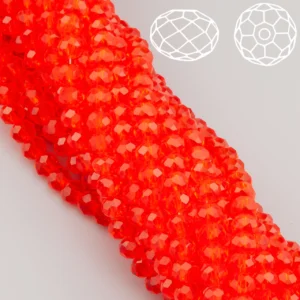 Бусины Swarovski огранка рондель 6х4,8 мм Ø 1 мм 40 см (+-85 шт.) Морковно-красный прозрачный