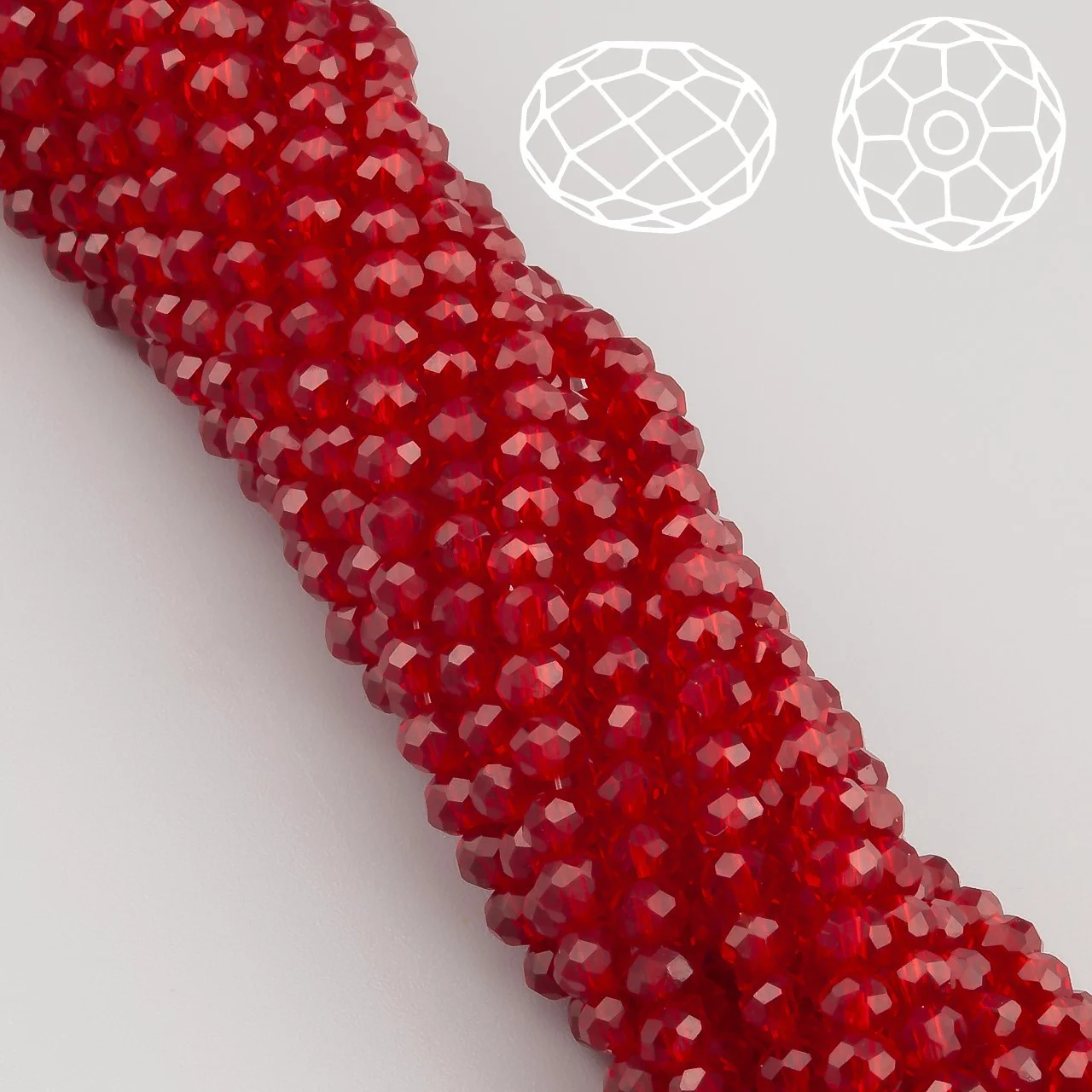 Намистини Swarovski огранювання рондель 8х6 мм Ø 1,2 мм ±40 см (±62 шт.) Бордовий прозорий - Зображення 2