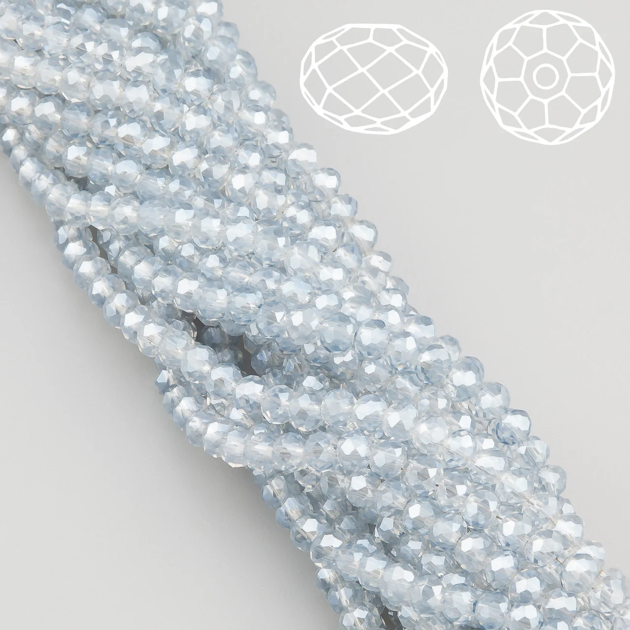 Бусины Swarovski огранка рондель 4х3,5 мм Ø 0,8 мм ±40 см (±110 шт.) Серебристый АВ прозрачный
