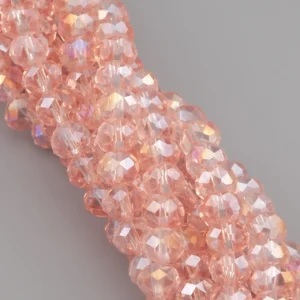 Намистини Swarovski огранювання рондель 6х4,8 мм Ø 1 мм ±39 см (±82 шт.) Пудровий АВ прозорий